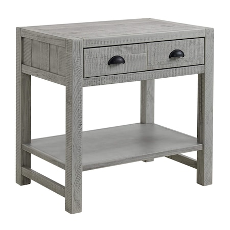 Alaterre Furniture Arden 2-Drawer Wood Nightstand with Open Shelf, Driftwood Gray ANAN0232